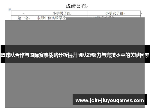 篮球队合作与国际赛事战略分析提升团队凝聚力与竞技水平的关键因素